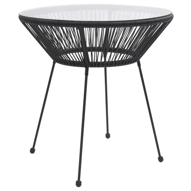 Neuheit Gartentisch 70 x 74 cm in Schwarz und Transparent mit PVC-Rattan