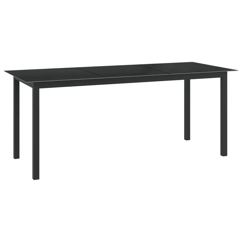 Echt Gartentisch Schwarz 190x90x74 cm Aluminium und Glas