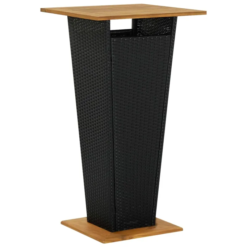Neue Kollektion Bartisch Schwarz 60x60x110 cm Poly Rattan und Massivholz Akazie