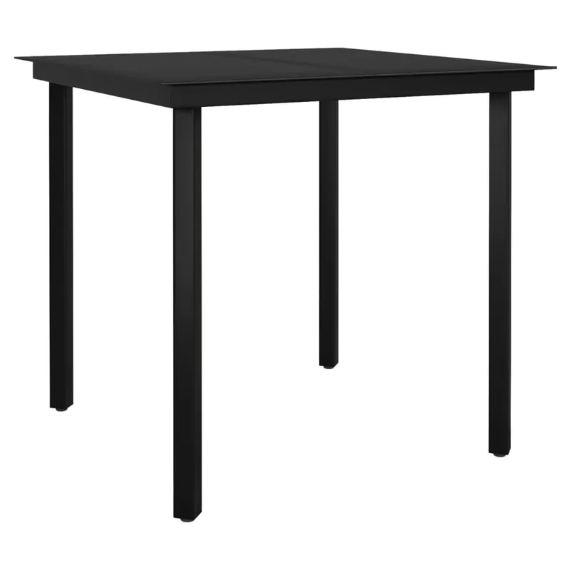 Garten-Esstisch Schwarz 80x80x74 cm Stahl und Glas Saisonangebot