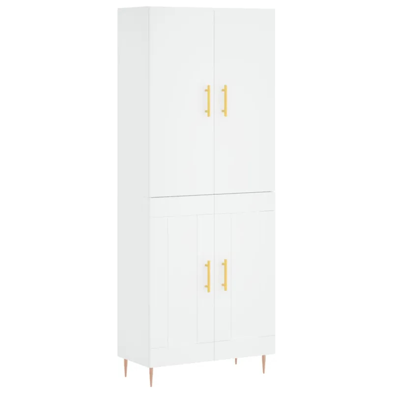 Weißes Highboard aus Holzwerkstoff und Metall 69,5 x 34 x 180 cm Begrenztes Angebot