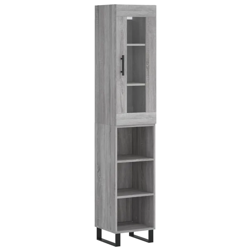 Garantierte Lieferung Highboard Grau Sonoma 34,5x34x180 cm Holzwerkstoff