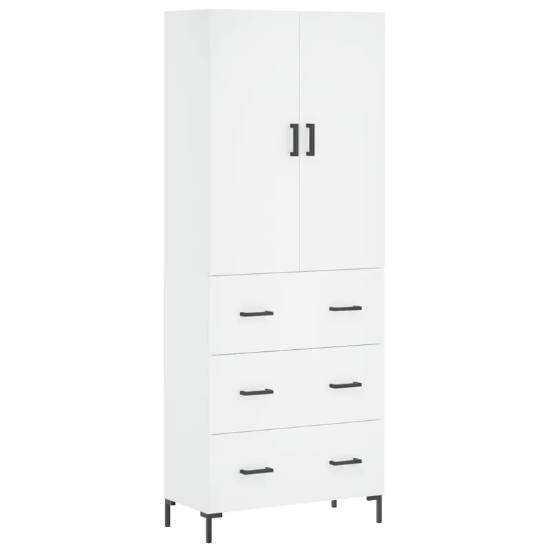 Top-Angebot Weißes Highboard aus Holzwerkstoff und Metall 69,5 x 34 x 180 cm