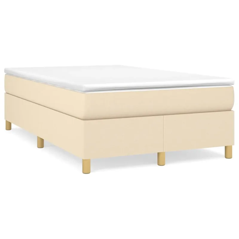 Kracherpreis Boxspring-Bettrahmen Creme 203x120x35 cm mit Stoff und Massivholz
