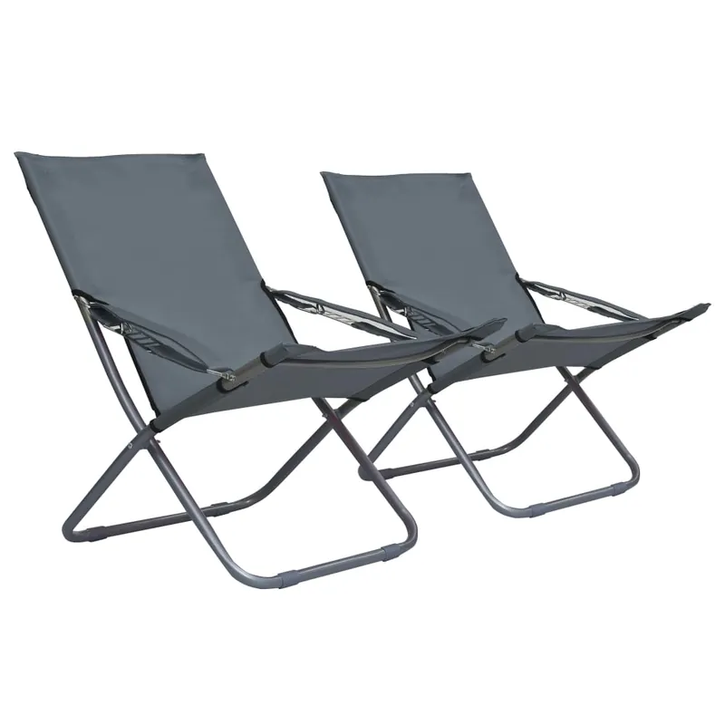 Online Kaufen Klappbare Strandstühle 2 Stk. Stoff Grau