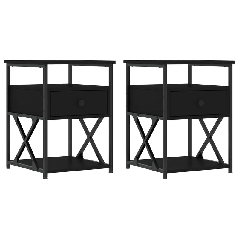 Nachttische 2 Stk. Schwarz 40x42x55 cm Holzwerkstoff Schneller Versand