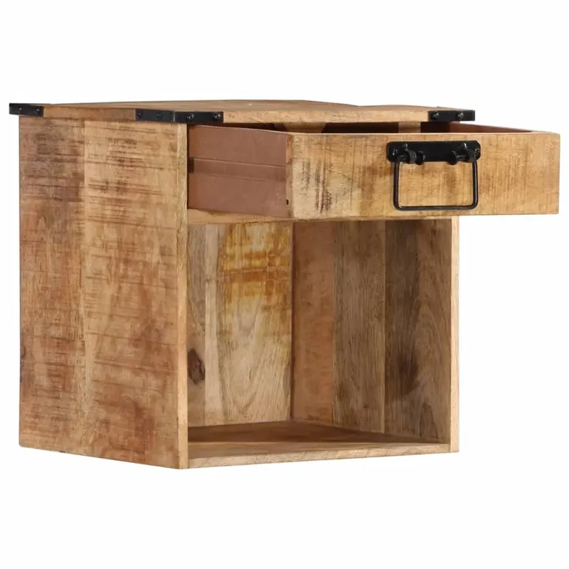 Sofort Bestellen Nachttisch aus Vollholz und Eisen 40 x 30 x 37 cm in Naturfarbe