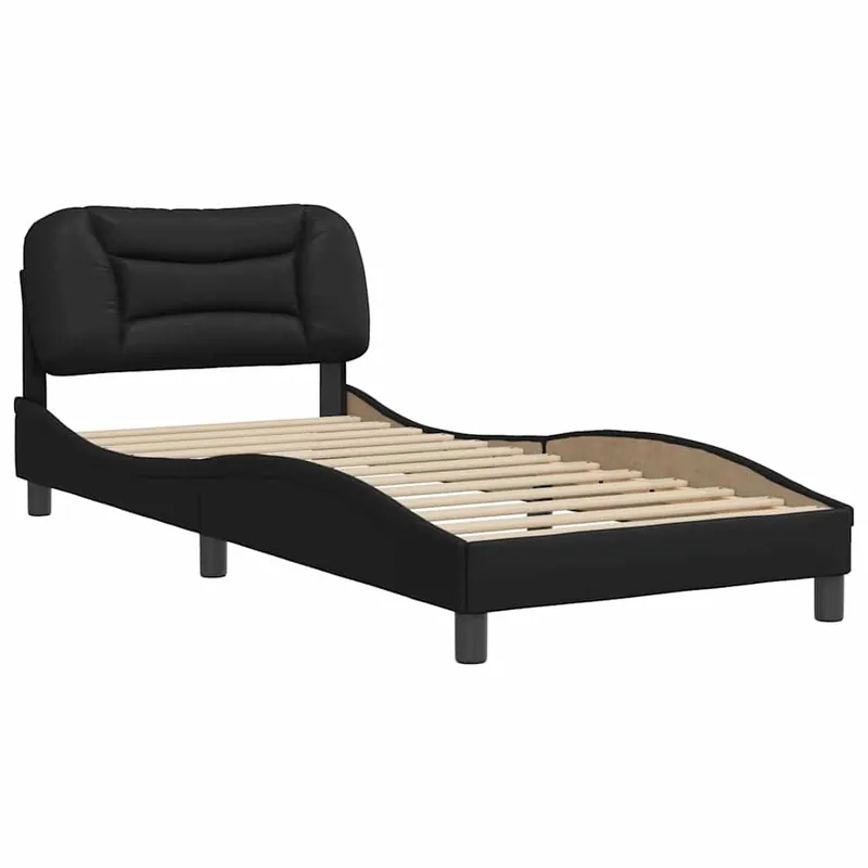 Bettrahmen mit Kopfteil Kunstleder Schwarz 218x85x74,5 cm Nur Für Kurze Zeit