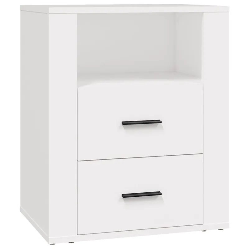 Markenprodukt Trendiger Nachttisch Weiß 50 x 36 x 60 cm aus Holzwerkstoff
