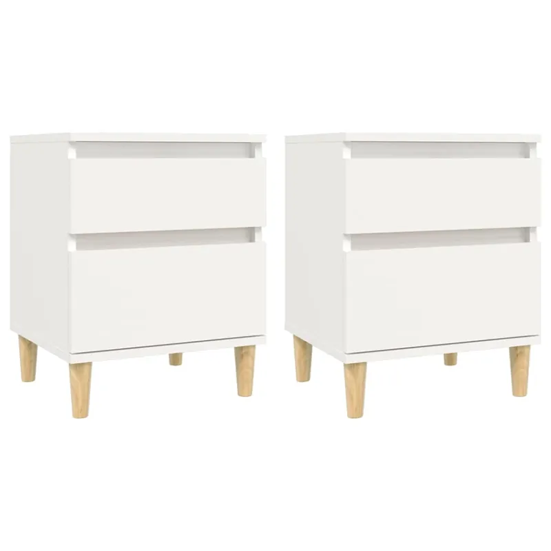 Weißer Nachttisch 40x35x50 cm aus Holzwerkstoff und Massivholz Sonderangebot