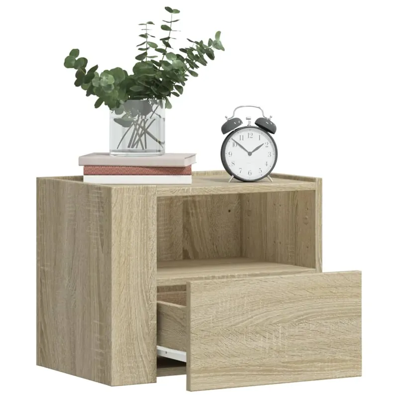 Aktuell Wand-Nachttisch Sonoma-Eiche 45 x 30 x 35 cm mit Schublade