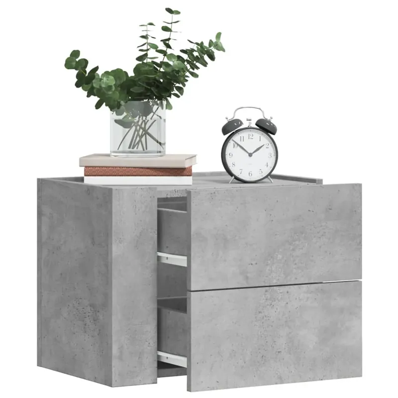 Super-Preis Wand-Nachttisch 45x30x35 cm Betongrau aus Holzwerkstoff