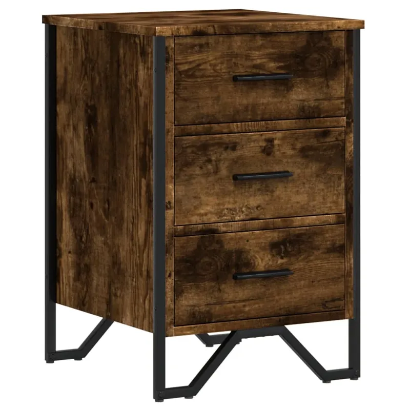 Neue Ware Nachttisch Räuchereiche 40 x 41 x 60 cm mit Metallbeinen