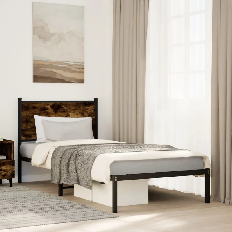 Metallbett ohne Matratze Räuchereiche 75x190 cm Sofort Bestellen