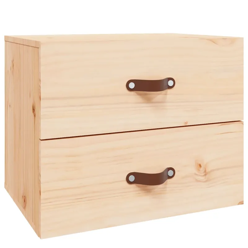 Trendiger Wand-Nachttisch aus massivem Kiefernholz 50x36x40 cm natur Heißes Angebot
