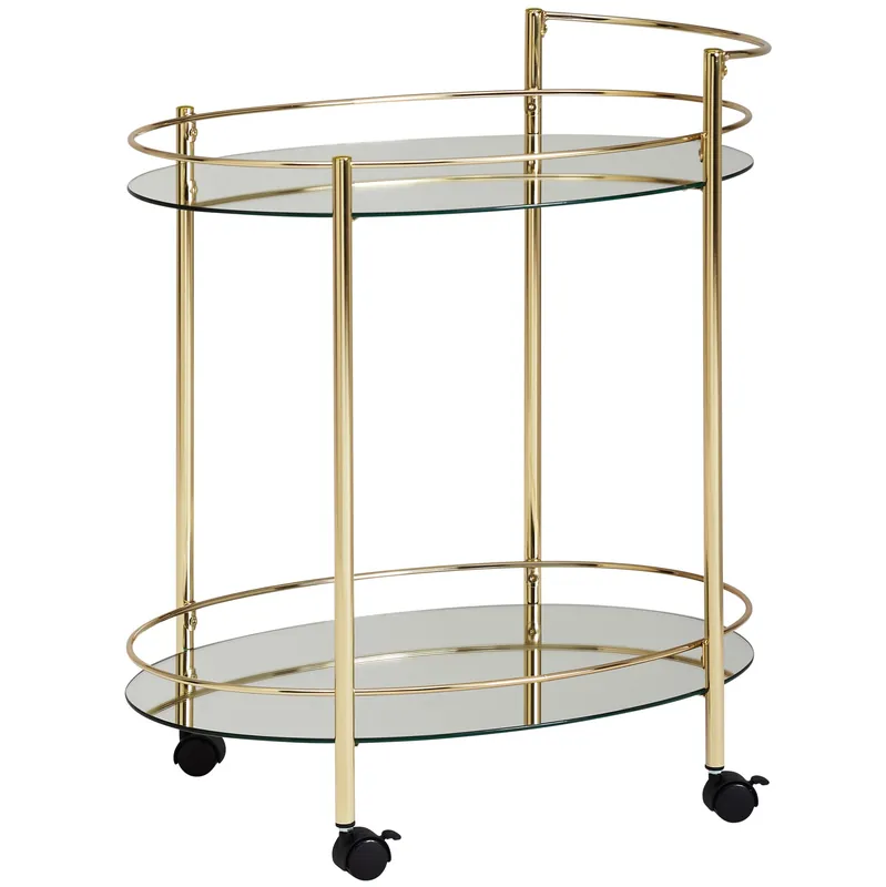 tinkaro Servierwagen CHARLIE Gold Glas Metall Küchenwagen auf Rollen Expressversand