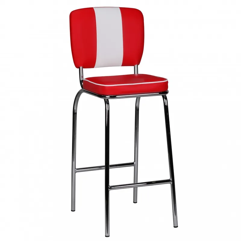Saisonangebot tinkaro Retro Stuhl ELVIS 50er Möbel American Diner Barstuhl Rot Weiß