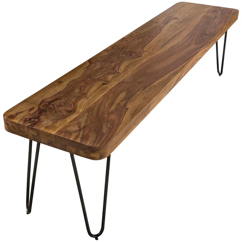 Angebot tinkaro Esszimmer rechteckig DASTIDA Massiv-Holz Sheesham Sitzbank Braun