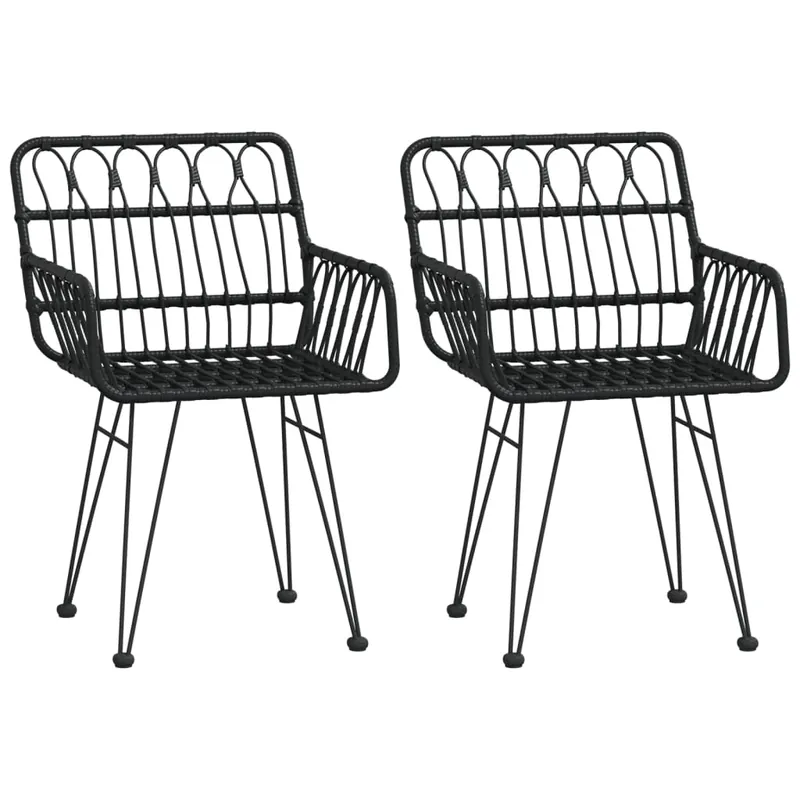 Must-Have Gartenstühle 2 Stk. mit Armlehnen Schwarz 56x64x80 cm PE-Rattan