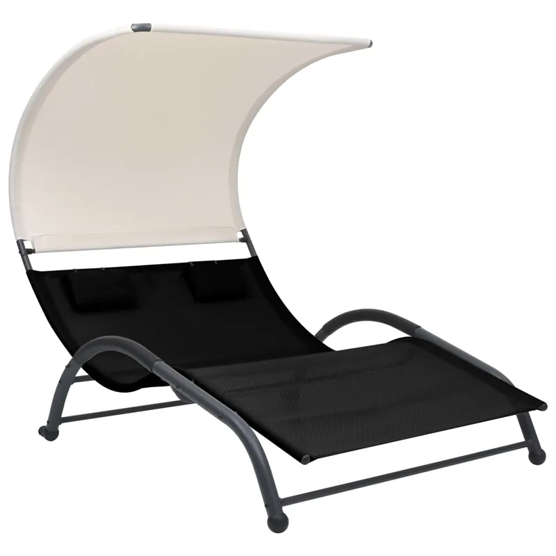 Doppelliege Sonnenliege 190 x 137 x 158 cm Schwarz mit Stahlgestell Angebot