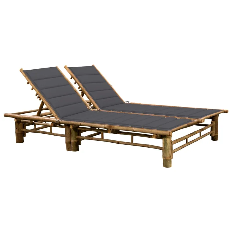 Schnäppchen 2-Personen Sonnenliege Bambus 200x130x(24-87) cm Anthrazit