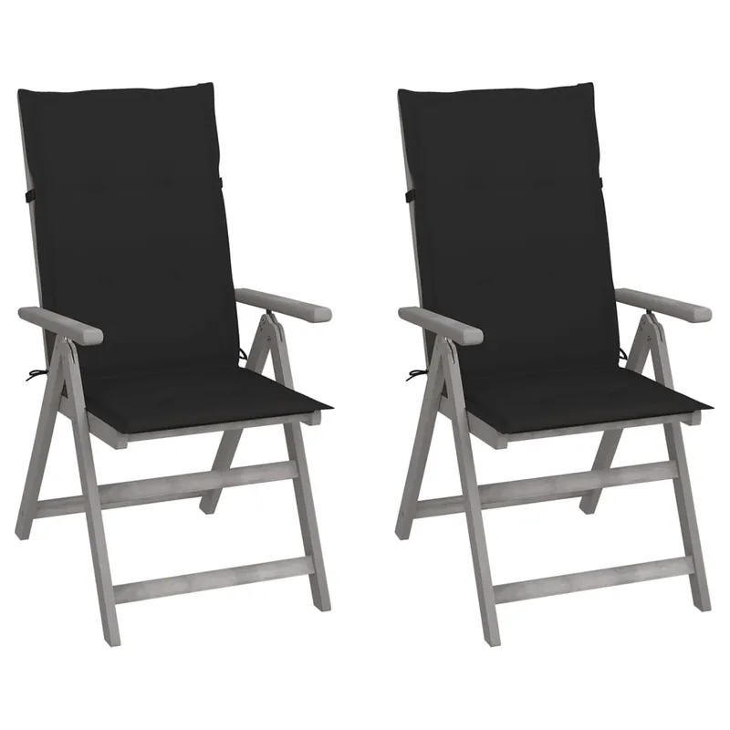 Top-Seller Echtholz Outdoor-Stühle 57 x 69 x 110 cm in Schwarz mit Kissen