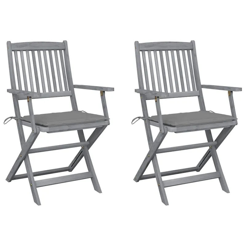 Bestseller Klappbare Gartenstühle 2 Stk. mit Sitzkissen Massivholz Akazie