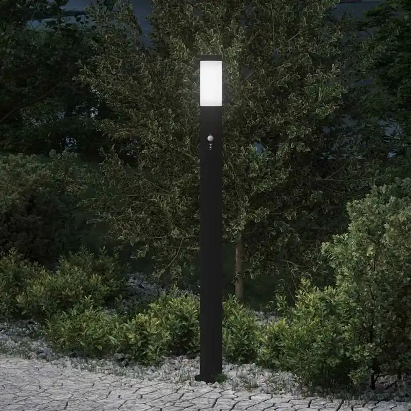 Angebot Schwarze Edelstahl Außenstehleuchte 11x110 cm mit PIR-Bewegungssensor