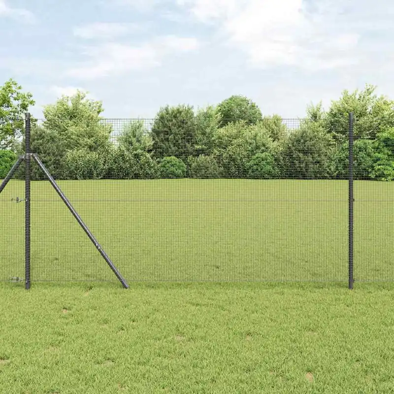 Rabatt Geschweißter Drahtzaun 5000 x 140 cm Grau für Außenbereich