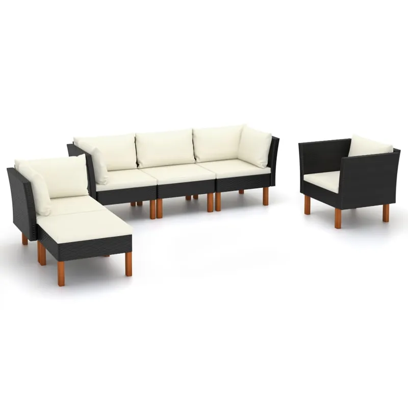 Solange Der Vorrat Reicht 6-tlg. Garten-Lounge-Set Poly Rattan Eukalyptusholz Schwarz