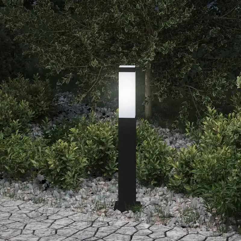 Pollerleuchte Außen Edelstahl Schwarz 10x10x50 cm mit IP44 Rabatt