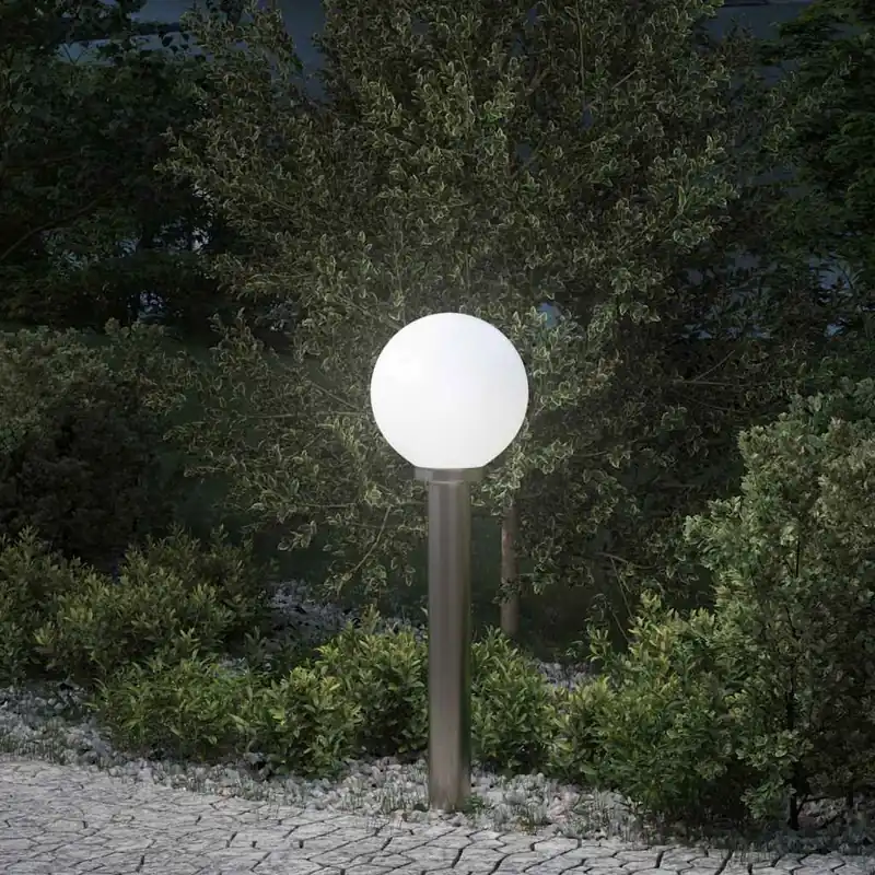 Bestpreis Silberne Pollerleuchte aus Edelstahl 25x80 cm mit IP44 Schutzart