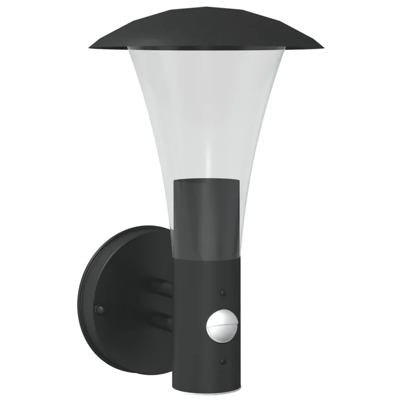 Außenwandleuchte Schwarz 17,5 x 17,5 x 28 cm mit PIR-Sensor Neue Ware