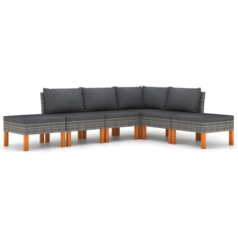 Direkt Vom Hersteller 6-tlg. Garten-Lounge-Set mit Kissen Poly Rattan Grau