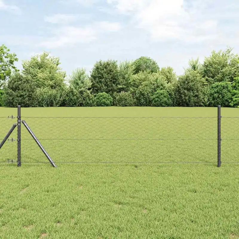 Top-Preis Hexagonzaun PVC Grau 25 x 0,4 m – Moderner Garten- und Terrassenzaun