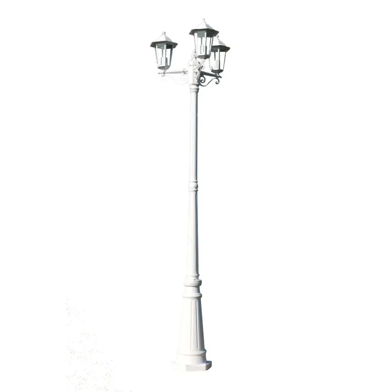 Garten-Mastleuchte 215 cm Weiß mit 3 Lampen und E27-Fassung Sichere Zahlung