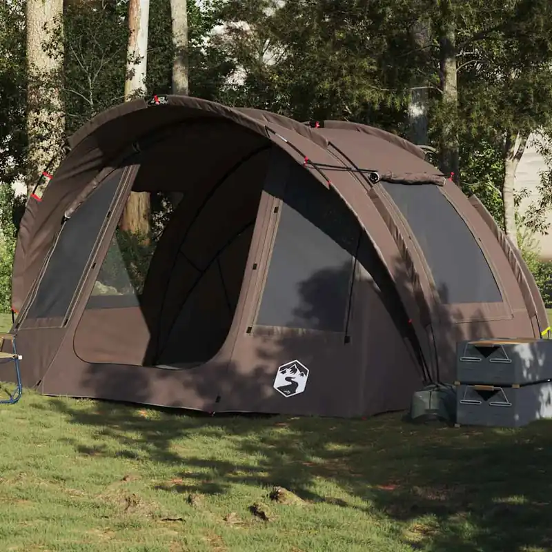 Billig Angelzelt Campingzelt 330x315x176 cm Braun wasserdicht
