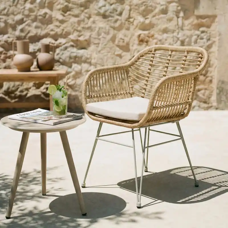 Sonderaktion Gartenstuhl PARAMO aus Polyrattan – Natur/Beige