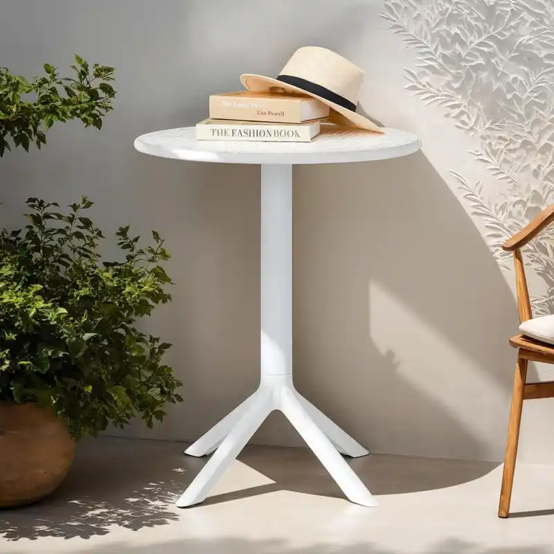 Günstig Gartentisch LUZ rund mit Lochmuster – Weiß