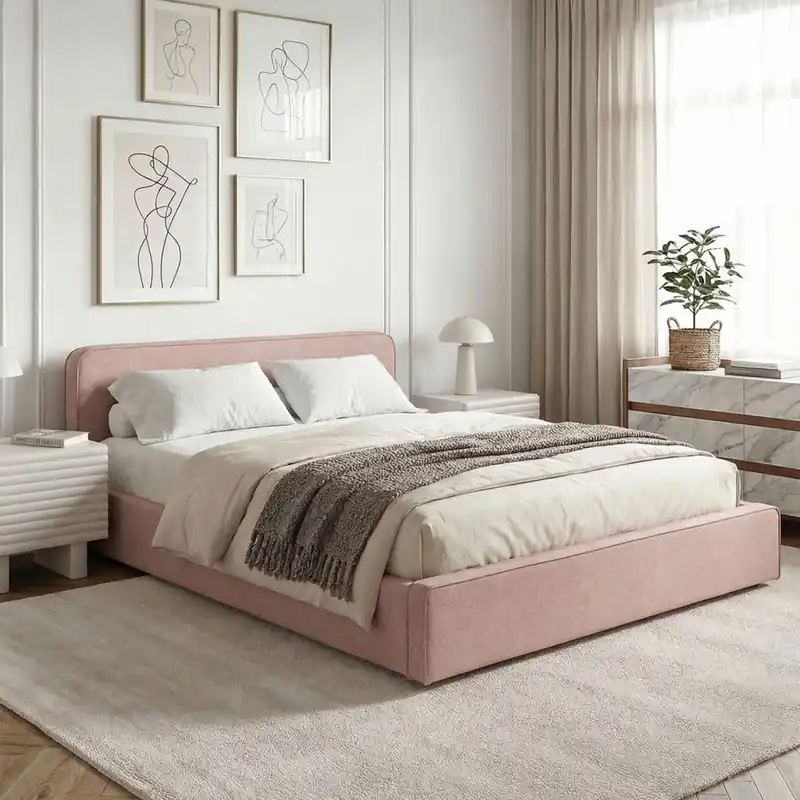 Sonderaktion Polsterbett MARINI 140x200 cm mit Lattenrost – Altrosa