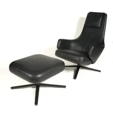 Sessel Und Hocker Repos Leder Premium Nero Gestell Basic Dark Bestseller