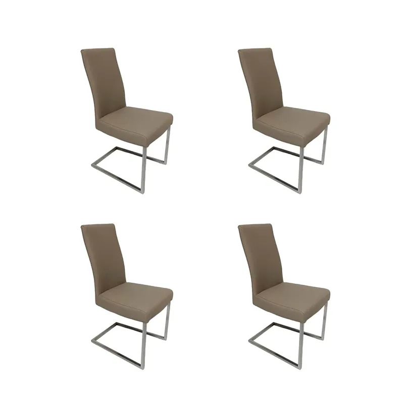4er-Set Stuhle Freischwinger Diverso Leder Toledo Mastic Grau Beige Gestell Quadratrohr Online Kaufen