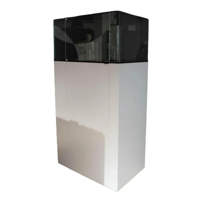 Meistverkauft Einzelvitrine Monolit LAR Farblack Reinweiß Glasaufsatz Klarglas Extraweiß