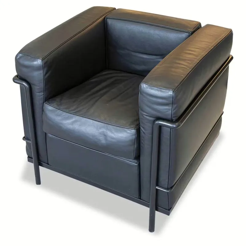 Letzte Chance Sessel LC2-LC50 Leder LCX Scozia Grafite 13Y414 Schwarz Gestell Schwarz
