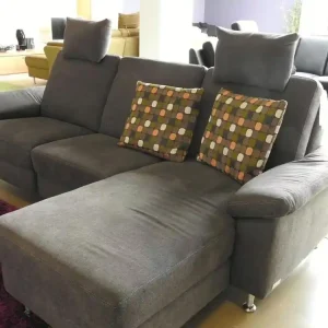 Online Kaufen Ecksofa Menorca Motion 5713 Stoff Grau mit Relaxfunktion, 2 Kissen und Kopfstützen