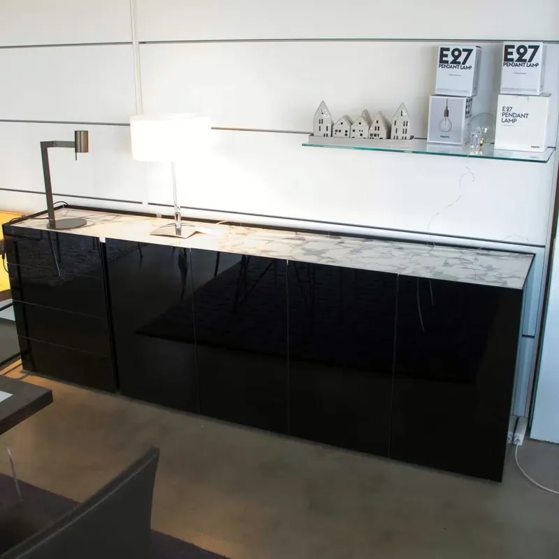 Aktuell Sideboard Zorel Marmor Glas Platte Carrara Schwarz