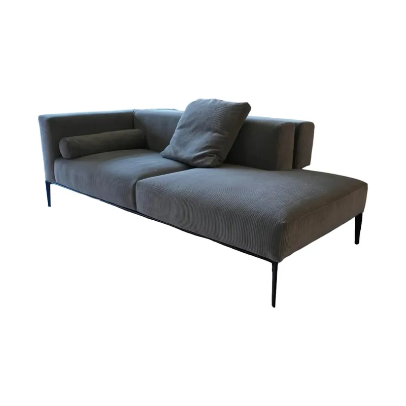 Bestseller Recamiere Jaan Living 782 25 Links Bezug Stoff Phlox 243 Quarz Grau Gestell Aluminium Matt Schwarz Mit Comfortkissen Und Comfortrolle