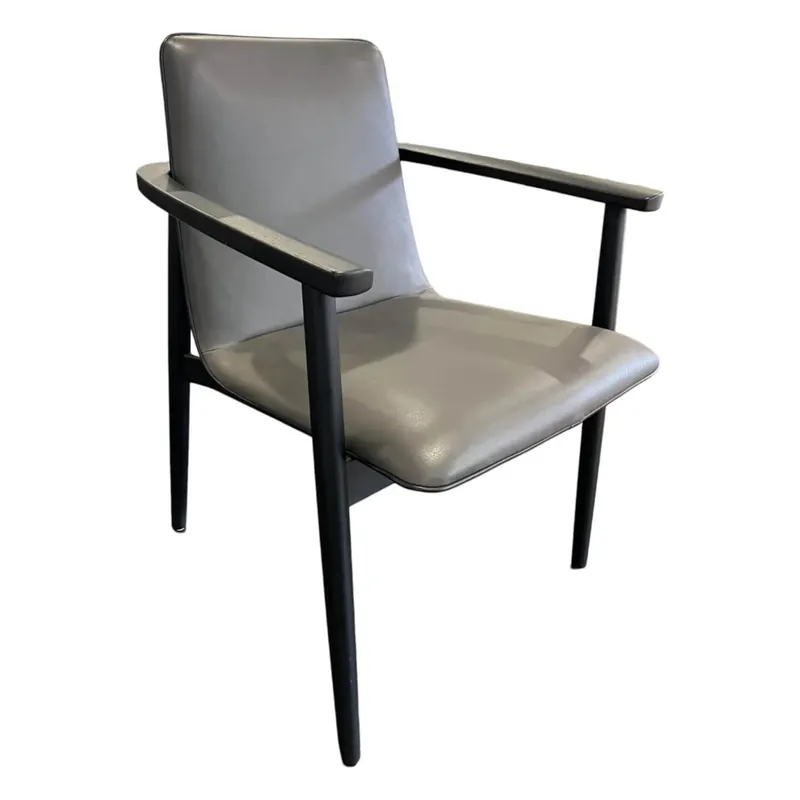 Garantierte Lieferung Armlehnstuhl Jana Variante Uni Leder Sahara Anthracite 60002 Grau Keder Leder Sahara Ebony 60009 Gestell Eiche Schwarz WD002
