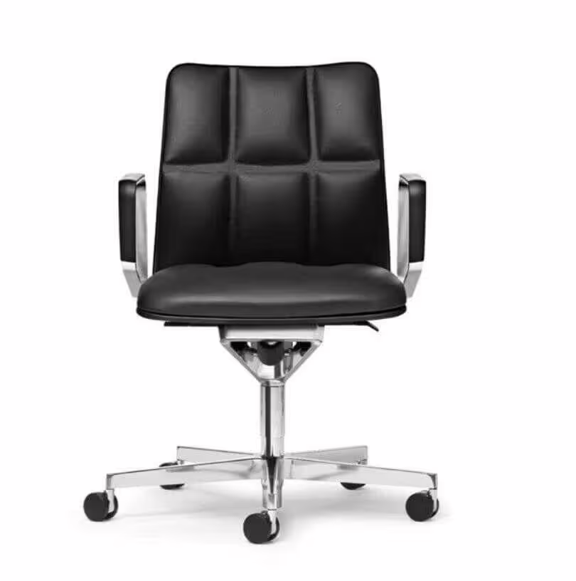 Bürostuhl Lead Chair Executive Leder Congress Schwarz Niedriger Rücken Echt