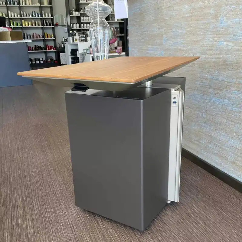 Schreibtisch Mobiler Arbeitsplatz Touch D Unit Lackiert Dunkelbraun mit Tablett Nussbaum Neue Ware